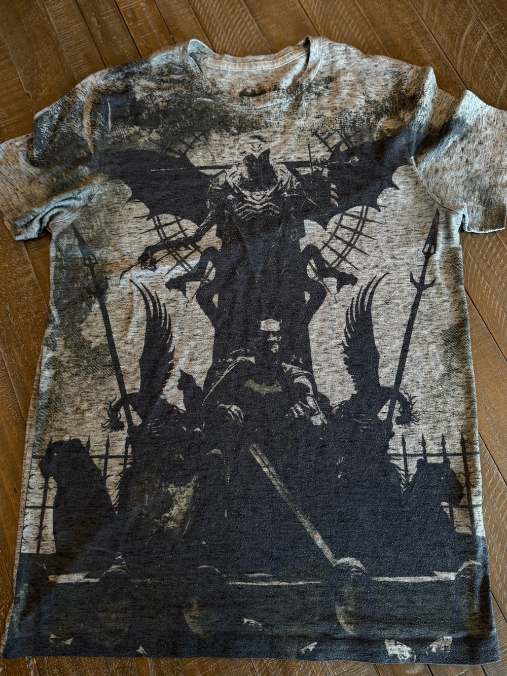 Batman All Over Graphic T-Shirt Distressed Dark Knight Tee